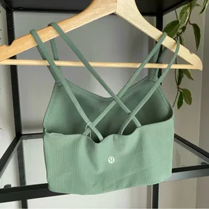 NWT Lululemon Like a Cloud Longline Bra B/C Ribbed in Grey Eucalyptus thumbnail 4
