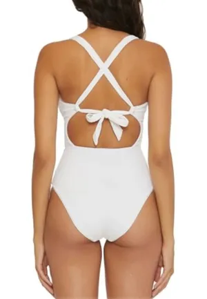 Becca Modern Edge Cutout Ribbed One-Piece Swimsuit Large thumbnail 2
