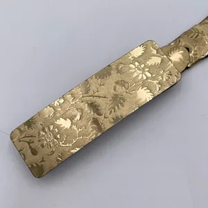 Vintage 80s Gold Coin Flower Leaf Embossed Disc Stretch Belt One Size Botanical thumbnail 4