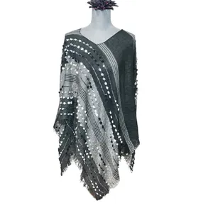 DEMDACO Textured Black Gray One Size Fits Most Acrylic and Poncho Shawl thumbnail 2