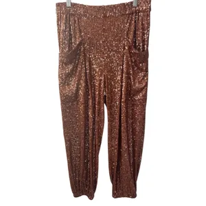 Free People Morelia Sequin Joggers in Copper Festival Western Boho Medium thumbnail 2