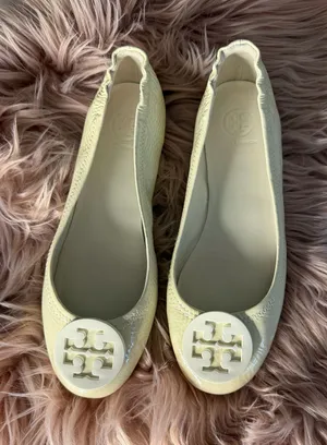 Tory Burch Minnie Travel Ballet Flats Light Cream Size 7,5 thumbnail 1