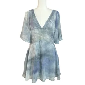 Free People Bohemian Beachy Fairy Chance On Me Mini Dress in Deep Ocean Medium thumbnail 5