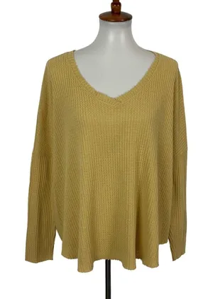 Lulus Basics Yellow Top Medium Long‎ Sleeve Cozy Essential thumbnail 1