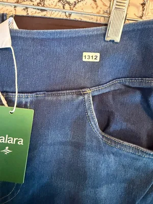 Halara L Denim Wide-Leg Pants Stretch Waist Large Blue Cotton Blend thumbnail 2