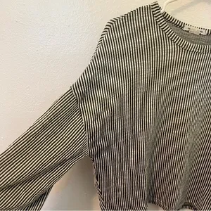 Caution to the Wind Women's Long Sleeve Top‎ Olive Green White Stripes Ribbed thumbnail 6