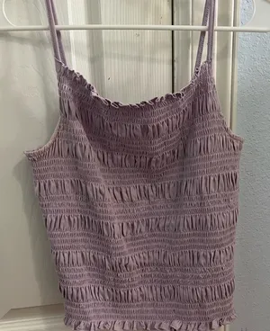 H&M Purple Smocked Ruffled Camisole thumbnail 1