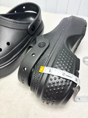 Crocs Stomp platform‎ Black Clogs mens 7 women's 9 triple black elevated NEW thumbnail 9