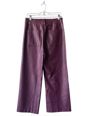 Maeve x Anthropologie Colette Wide Leg Cropped Faux Leather Burgundy Pants 28 thumbnail 4