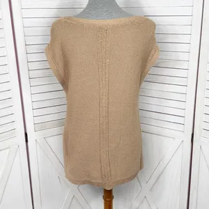 White House | Black Market Boho Multi Knit Sleeveless‎ Slouchy Sweater Vest Tan XS thumbnail 5