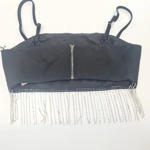 Superdown Irina Crystal Fringe Top in Black XS thumbnail 11