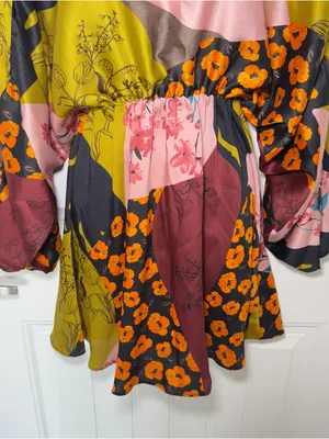 Zara XS Mixed Floral Patchwork Design Boho-Chic Mini Dress Dopamine Dressing thumbnail 5