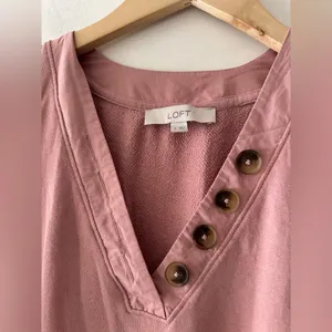 LOFT Dusty Pink Long Sleeve V Neck‎ Button Detail Top thumbnail 3