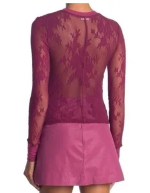 Free People U Into This Lace Long Sleeve Top In Rose Hypnotic Size thumbnail 7