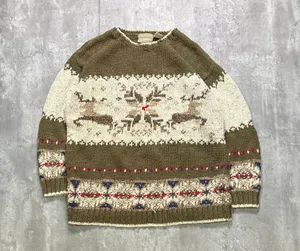 Vintage Style Knitted Reindeer Christmas Sweater thumbnail 1
