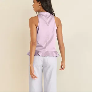 Venus light pink satin mock neck peplum top size 4 thumbnail 2