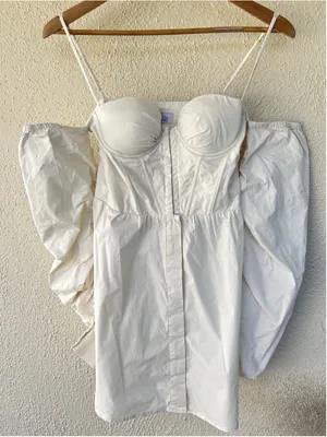 Oh Polly Beneath The Canopy Cream Bardot Corset Shirt Mini Dress UK 6 US 2 thumbnail 2