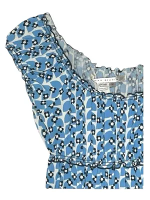 Max Studio ✿ Daisy Print Smocked Ruffled Babydoll Peasant Top ✿ Baby Blue ✿ M thumbnail 4