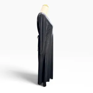 Vintage 90s CDC Caren Desiree Black Velvet Maxi Dress Tie Back Size 10 retro thumbnail 3