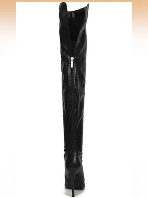 Cape Robbin Black Over-The-Knee Faux Snakeskin Stiletto Boots thumbnail 4