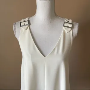 AMANDA UPRICHARD | Cream V-neck A-line Mini Dress Sz S thumbnail 3