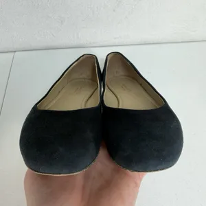 Garnet Hill Women's 8.5 Pippa Modern Ballet Flats Black Suede Leather Made Italy thumbnail 8