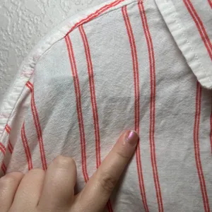 Madewell Oversized Pleated-Sleeve Button-Up Shirt red white women's s summer thumbnail 4