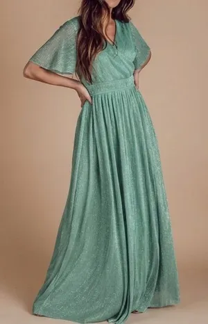 JessaKae Darling Dashwood Maxi Dress in Jade Metallic Sparkle Size Small thumbnail 1