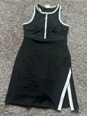 Black Midi Tank Dress with White Zip Trim thumbnail 2
