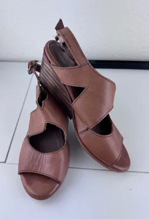 Seal of the Sutro San Francisco Leather‎ Slingback Wedge Sandals Size 7.5 Boho thumbnail 1