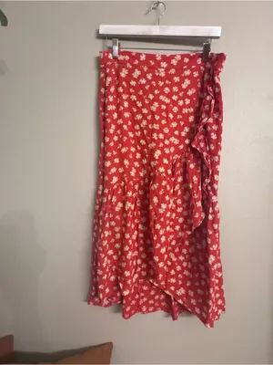 MADEWELL Ruffle-Wrap Midi Skirt - Happy Hibiscus thumbnail 2