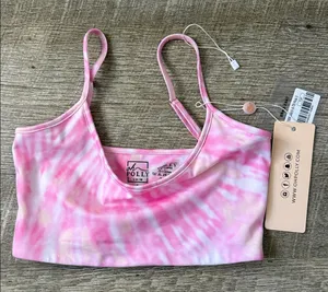 NWT Oh Polly Pink Tye Dye Swim Top Size Small thumbnail 1