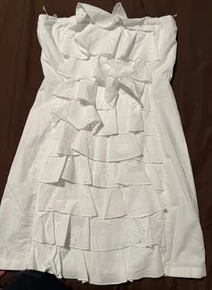 Zara White Ruffle Mini Dress thumbnail 1