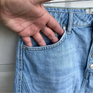 Free People We The Free Womens Skirt Blue Denim Button Fly Distressed Fray 29 thumbnail 6