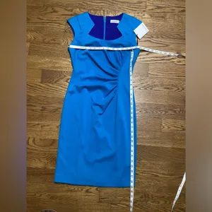 Calvin Klein sleeveless ruched dress. Deep turquoise blue. Size 4 NWT thumbnail 5