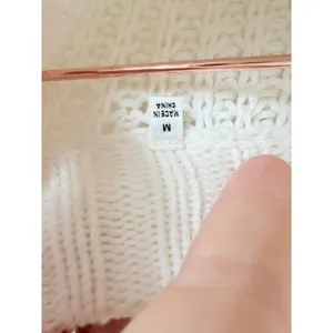 7 For All Mankind‎ Sweater Womens Medium Cream White Side Zip Shaker Knit Cotton thumbnail 3
