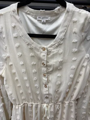 Blu Pepper Cream Dress With Dot Detail thumbnail 2