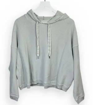 Aerie Sage Pale Green Ribbed Cropped Hooded Sweatshirt Drawstring W2212 Sz XL thumbnail 1