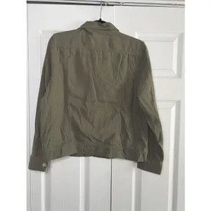 Lucky Brand Utility Field Jacket Womens Size M Olive Green Safari Linen Blend thumbnail 5