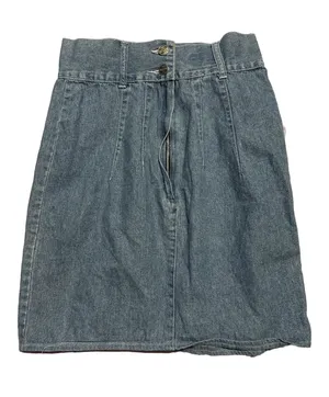 High-Rise Relaxed Denim Skirt in Washed Blue thumbnail 1