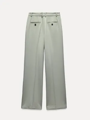 ZARA Mint Green Straight Fit Tailored Trousers Pants Front Pockets Size S thumbnail 11