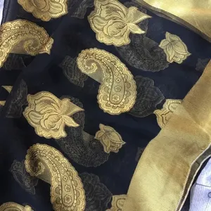 Florence Italy Gold and black silk scarf thumbnail 2