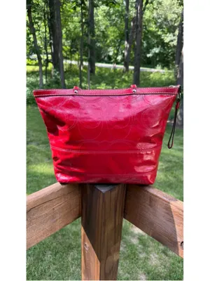 Coach Y2K Signature Patent Leather Tote Persimmon Red F15142 thumbnail 3