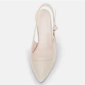 NEW Nude Pointed Toe High Heels Slingback Bowknot Formal Pumps Shoes 9 thumbnail 3