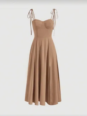 SheIn Cream corset midi dress thumbnail 2