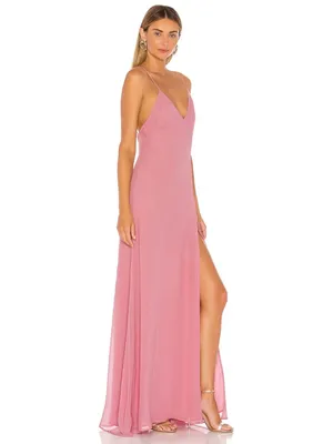 Michael Costello Janina Gown Mauve Slit Maxi Size S thumbnail 2