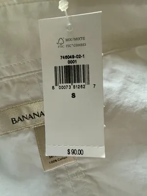 Banana Republic women's white long sleeve button down collared shirt size small thumbnail 9