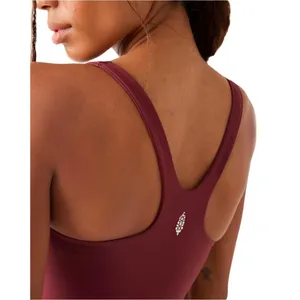 Free People Movement Never Better Square Neck Bra Burgundy Wine L Large‎ thumbnail 2