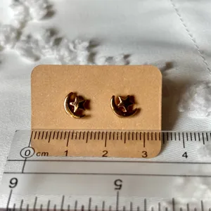 Moon and star stud earrings Gold thumbnail 4