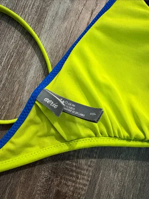 Aerie Blue & Green Triangle Swim Bikini Top Small thumbnail 5